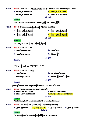 Đề kiểm tra môn Toán Lớp 10 (Có đáp án)
